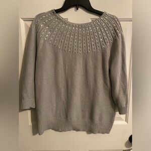 New York & Company women’s grey sweater with silver embellishments-size medium